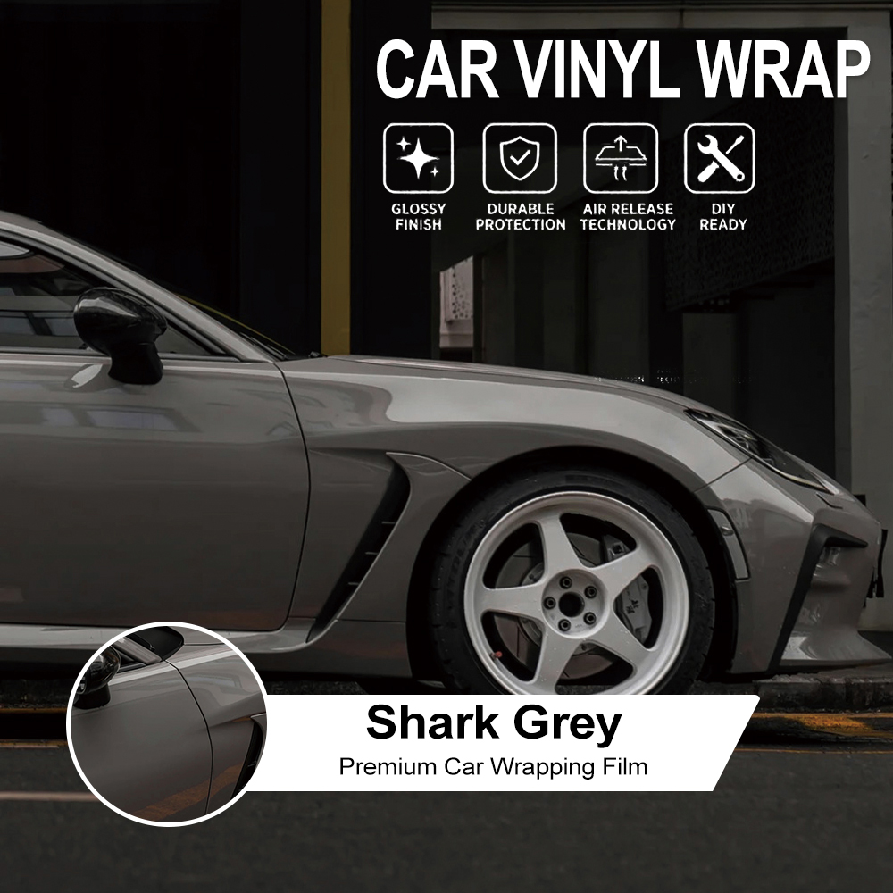 Premium Shark Grey Car Vinyl W - Air Bubble Remover recension och pris
