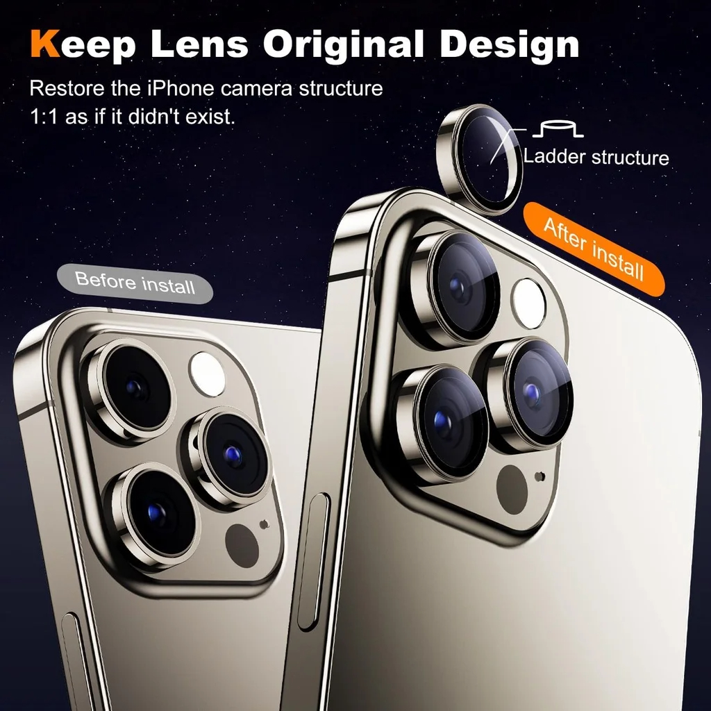 3Pcs Metal Camera Lens Protect - Tempered Glass Screen 9H recension och pris